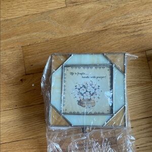 Elegant Cream and Silver Trinket Box NEW IN BOX!